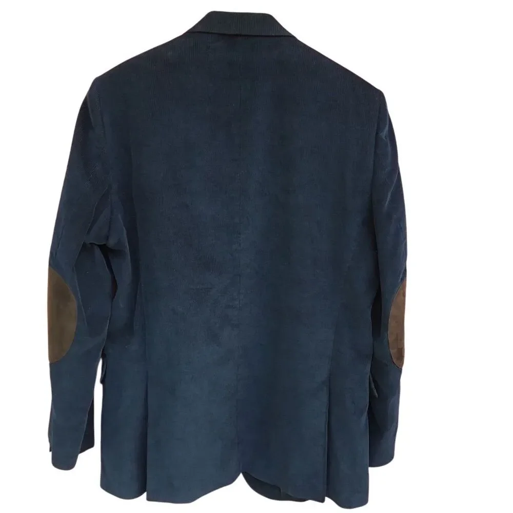Stafford Men's Navy Corduroy Blazer Size 44‎ Classic Formal Jacket